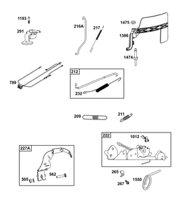 Controls Group Diagram and Parts List for 44U677-0020-B5 400000 - 699999 Briggs and Stratton Engine